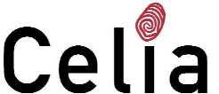 Celia-sana, Nkovammaisten kirjaston logo. I-kirjaimen pilkku on tyylitelty sormenjlki.