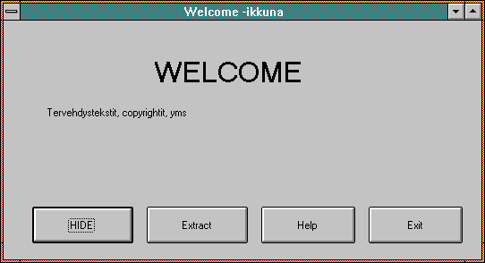 Welcome-ikkuna